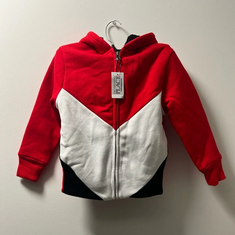 NEW The Children’s Place boys Colorblock Fleece Sherpa Lined Zip Up Hoodie